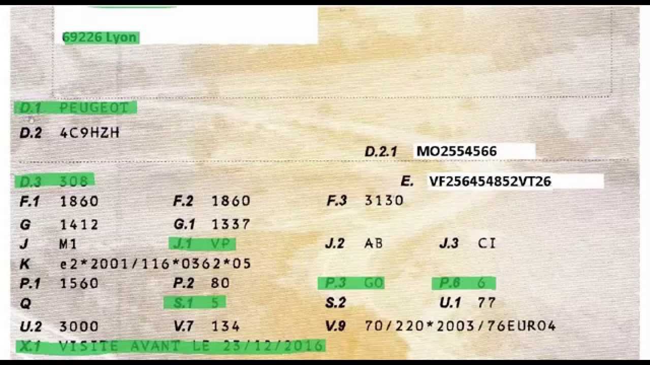 Carte grise (l'ors d'un achat de voiture d'occasion)