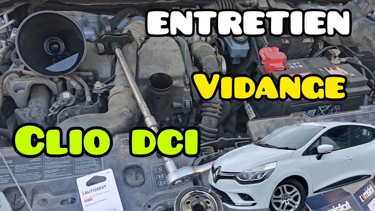 Révision complète Renault Clio 4 1.5 DCI, Vidange, filtres et reset entretien #Clio4 #Renault